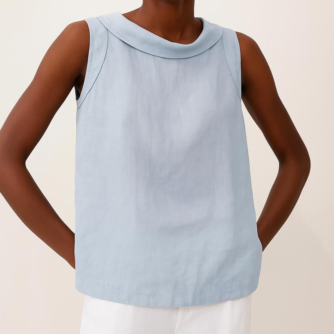 Birthe | Women's Mock Neck Sleeveless Top with Side Slit