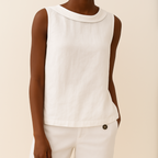 Birthe | Women's Mock Neck Sleeveless Top with Side Slit