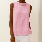 Birthe | Women's Mock Neck Sleeveless Top with Side Slit