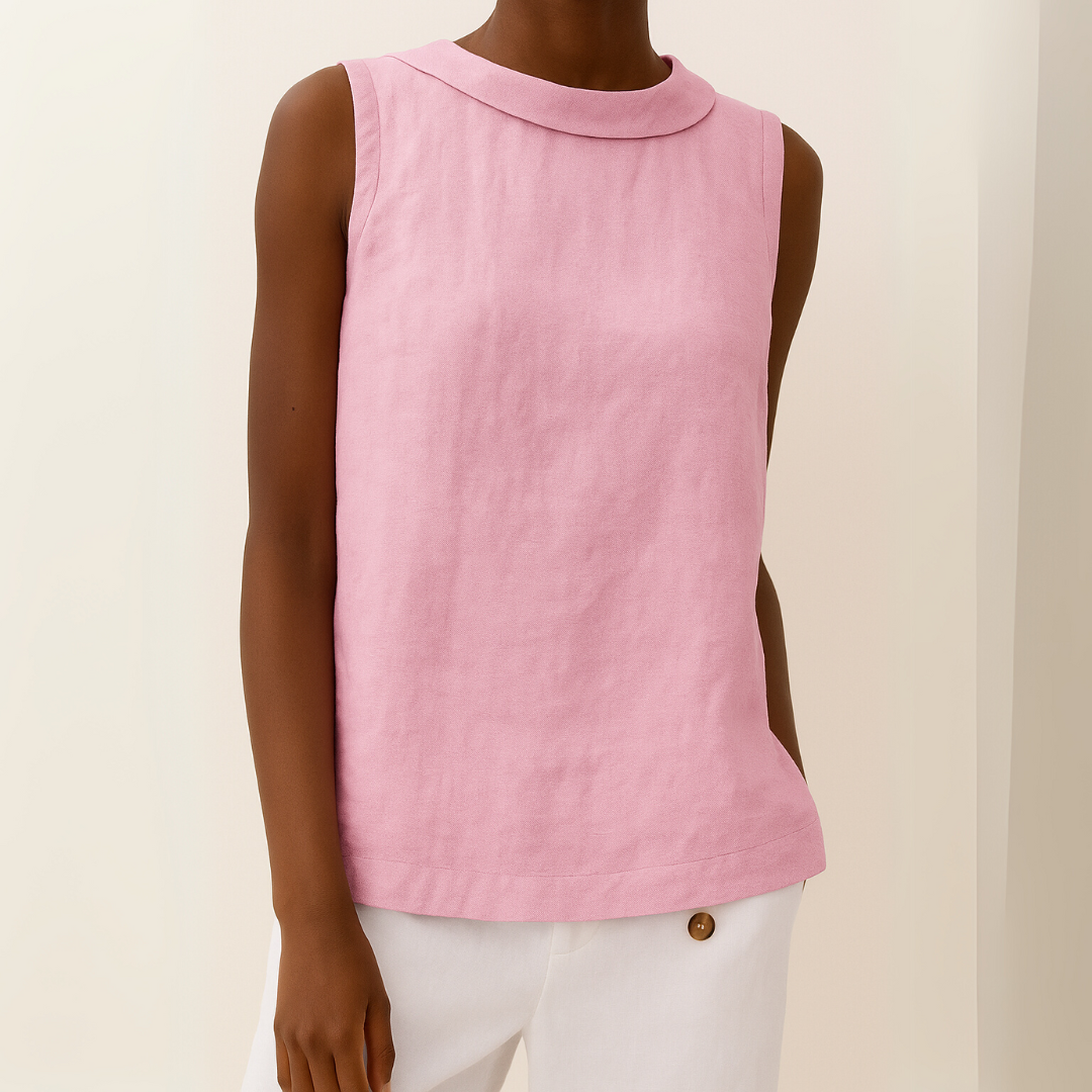 Birthe | Women's Mock Neck Sleeveless Top with Side Slit