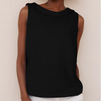 Birthe | Women's Mock Neck Sleeveless Top with Side Slit