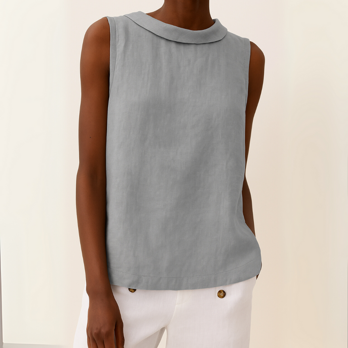 Birthe | Women's Mock Neck Sleeveless Top with Side Slit