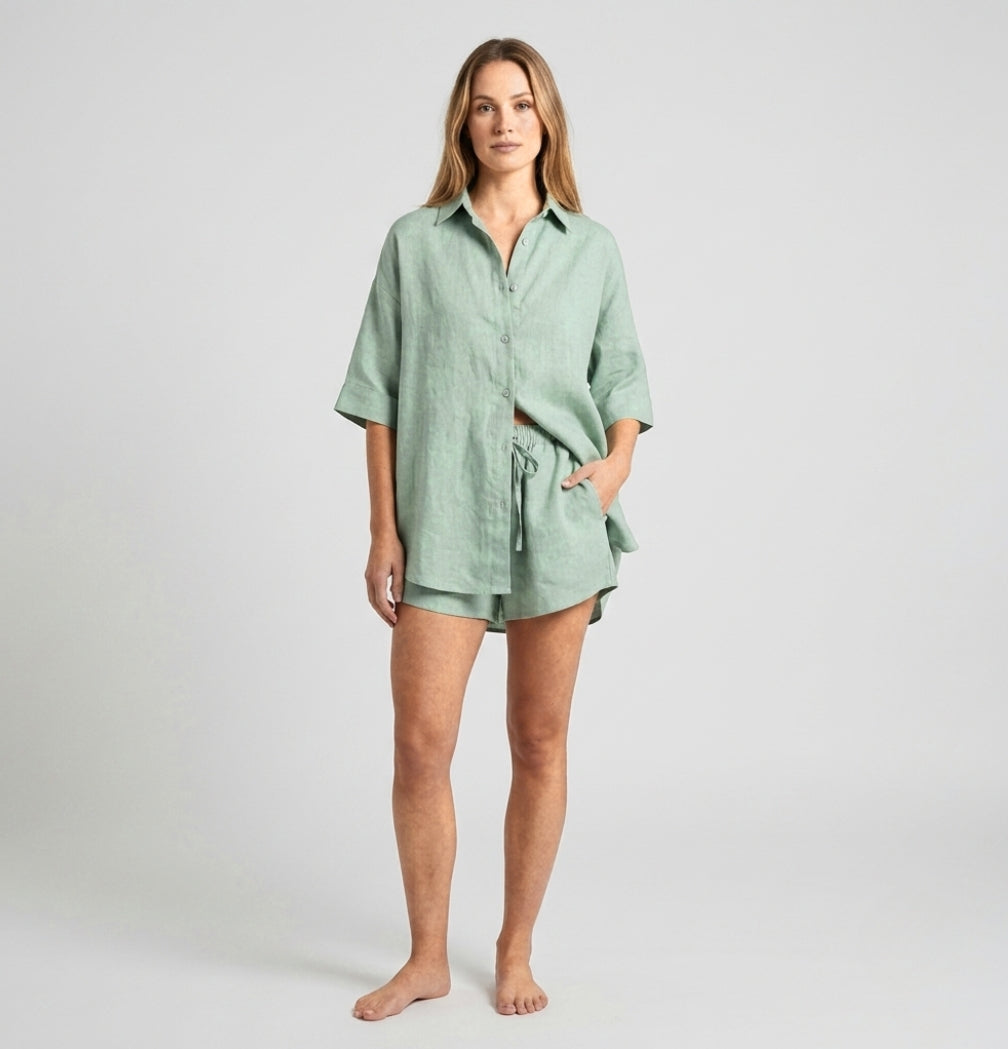 Sigrid | Women's Button-Front Shirt and Shorts Two-Piece Set