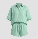 Sigrid | Women's Button-Front Shirt and Shorts Two-Piece Set