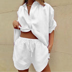Sigrid | Women's Button-Front Shirt and Shorts Two-Piece Set
