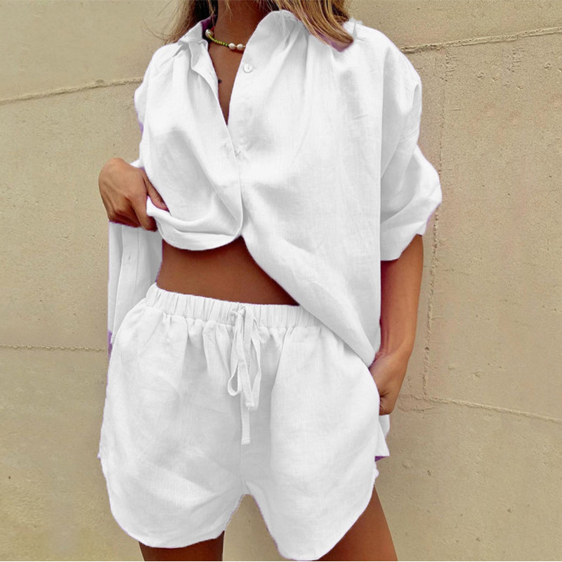 Sigrid | Women's Button-Front Shirt and Shorts Two-Piece Set