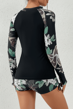 Yrsa | Women's High-Waisted Rashguard Swimsuit with Zip Front