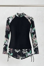 Yrsa | Women's High-Waisted Rashguard Swimsuit with Zip Front