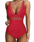 Allegra | Women's High-Waisted Push-Up One-Piece Swimsuit with Mesh Trim