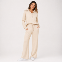 Renske | Women's Zip-Up Hooded Wide-Leg Lounge Set