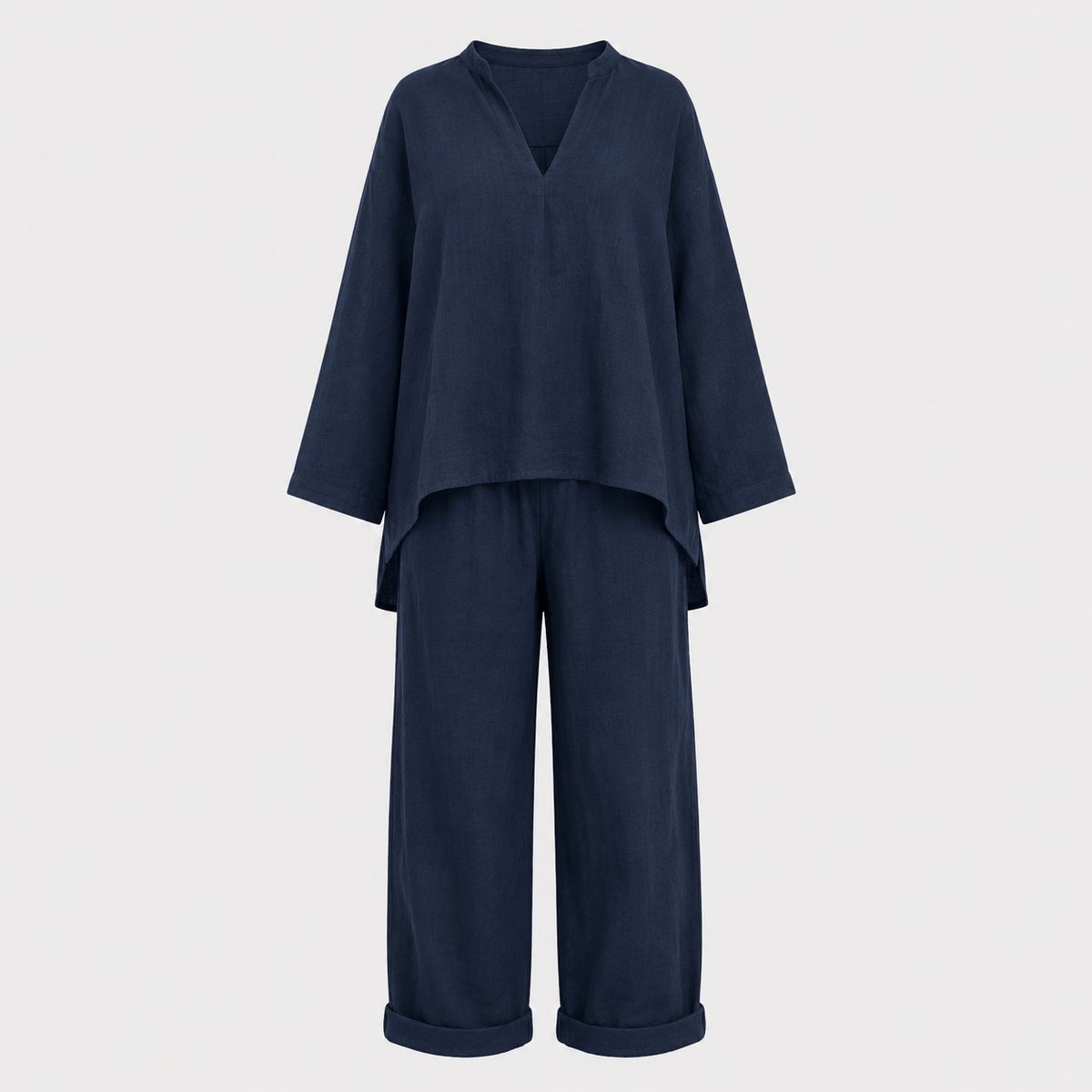 Rieke | Women's Relaxed Long Sleeve Shirt and Wide-Leg Pants Two-Piece Set