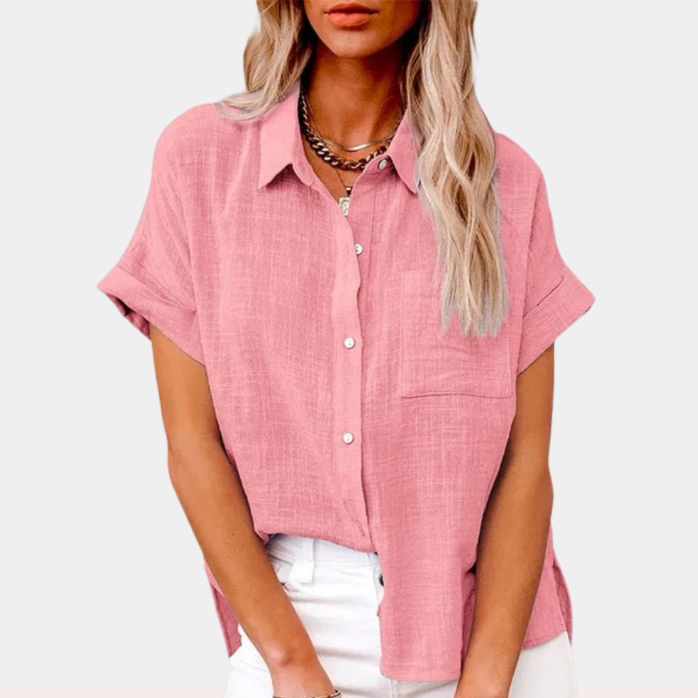 Mathilde | Women's V-Neck Short Sleeve Blouse