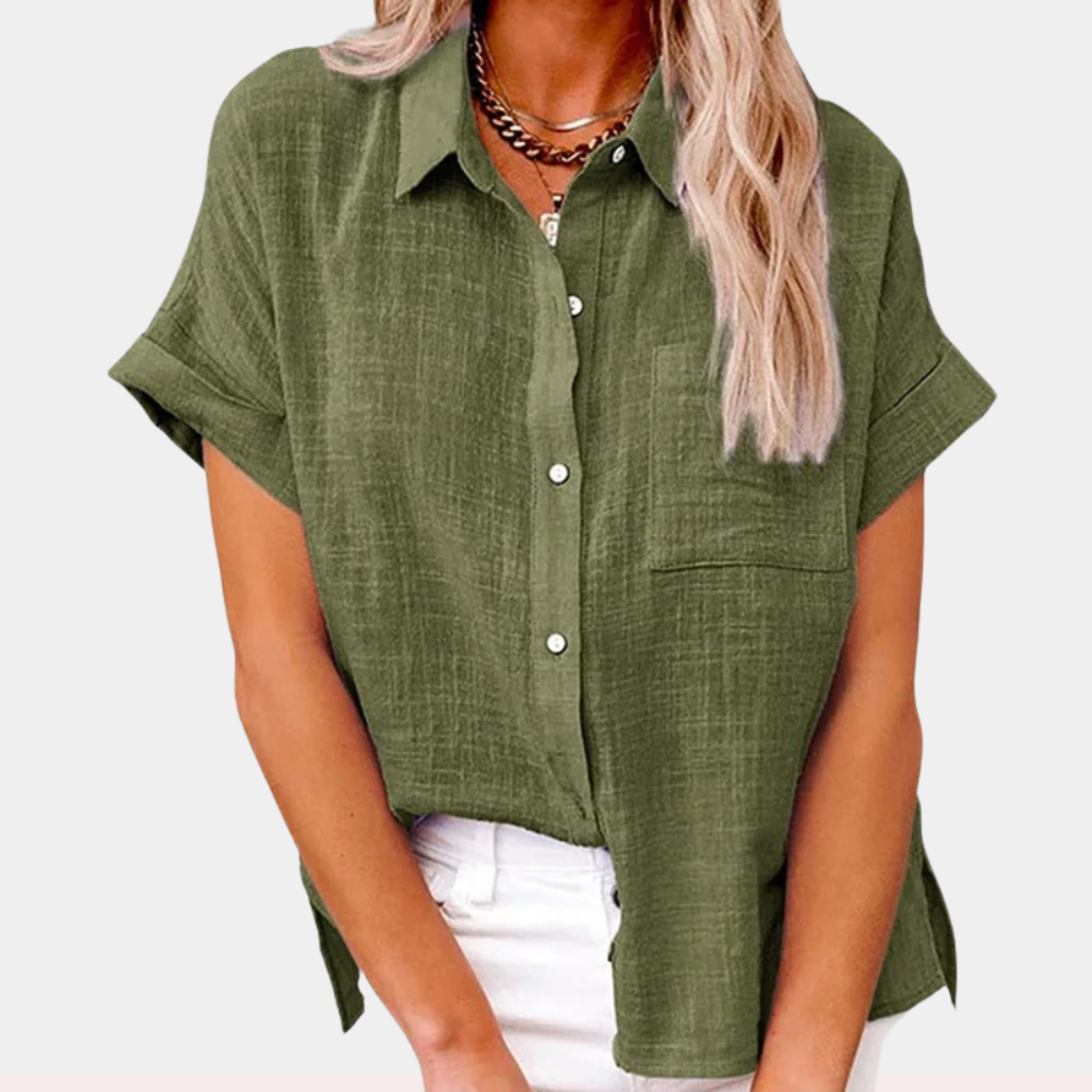 Mathilde | Women's V-Neck Short Sleeve Blouse