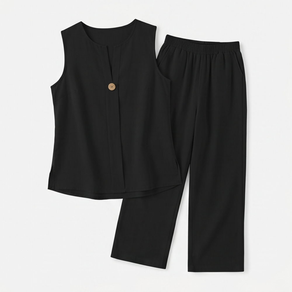 Evelien | Women's V-Neck Wide-Leg Two-Piece Set