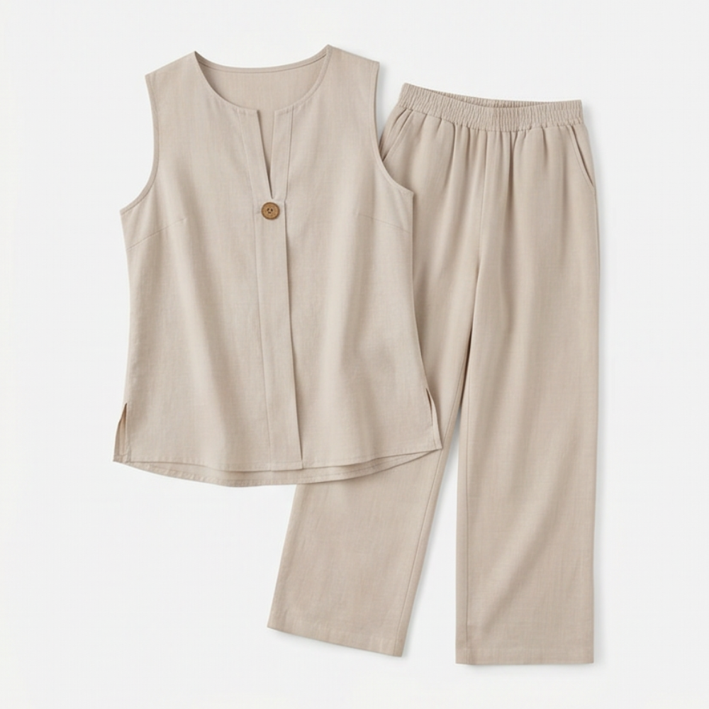 Evelien | Women's V-Neck Wide-Leg Two-Piece Set