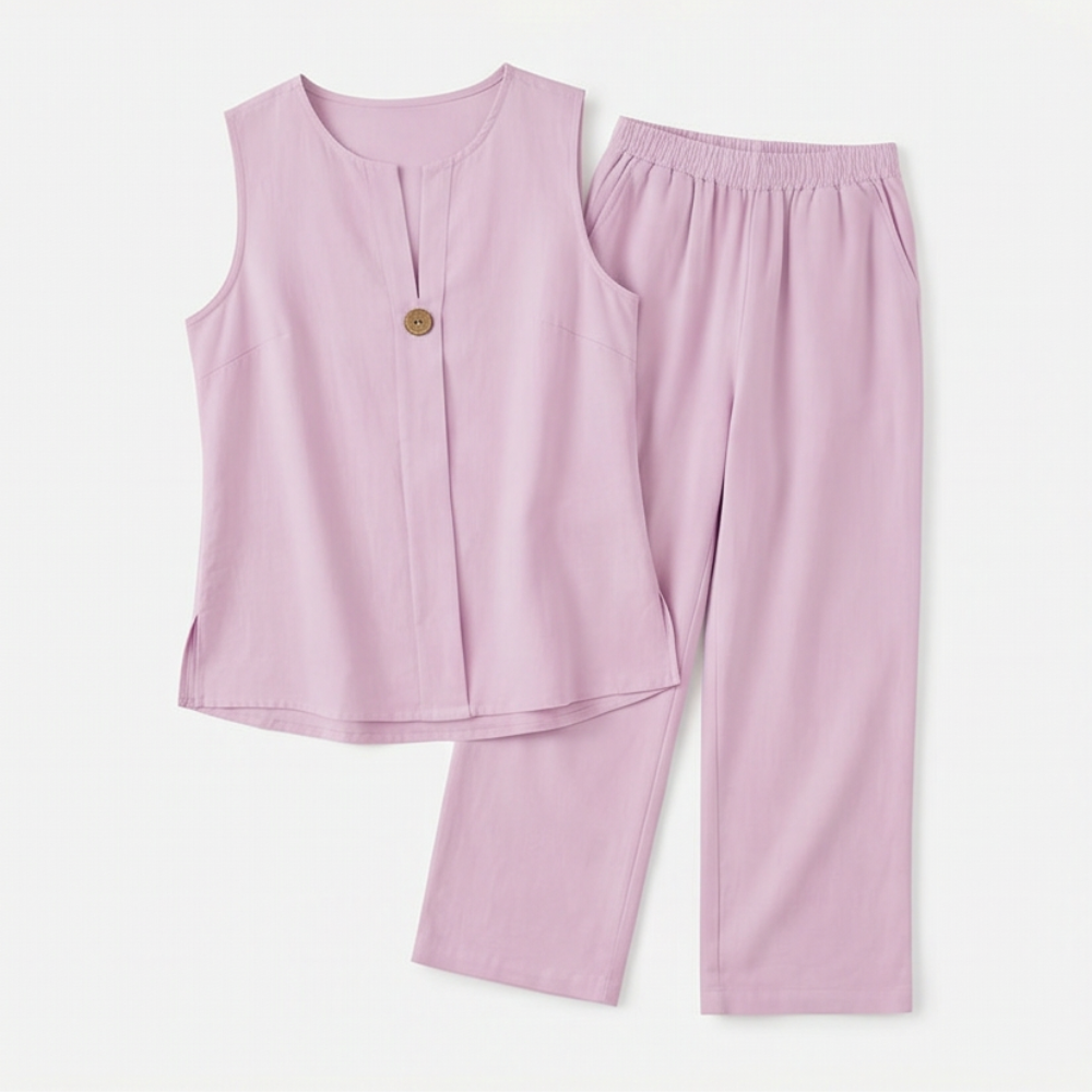 Evelien | Women's V-Neck Wide-Leg Two-Piece Set