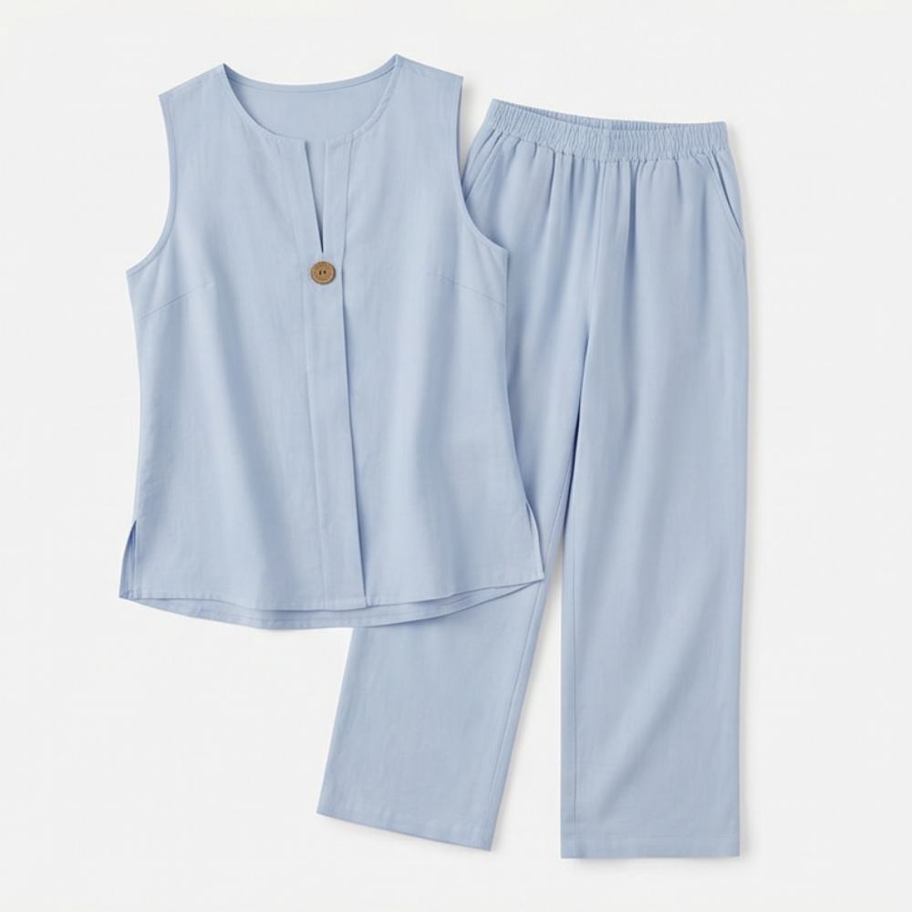 Evelien | Women's V-Neck Wide-Leg Two-Piece Set