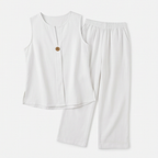 Evelien | Women's V-Neck Wide-Leg Two-Piece Set