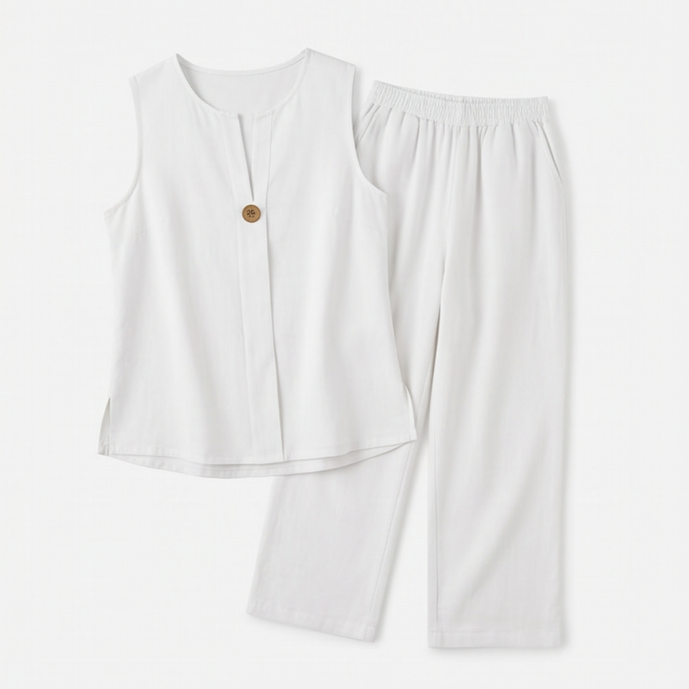 Evelien | Women's V-Neck Wide-Leg Two-Piece Set