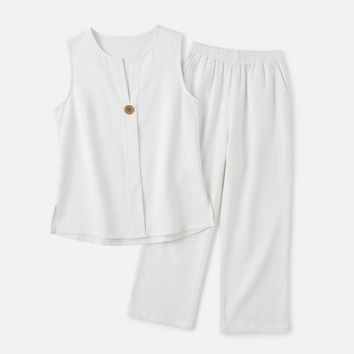 Evelien | Women's V-Neck Wide-Leg Two-Piece Set