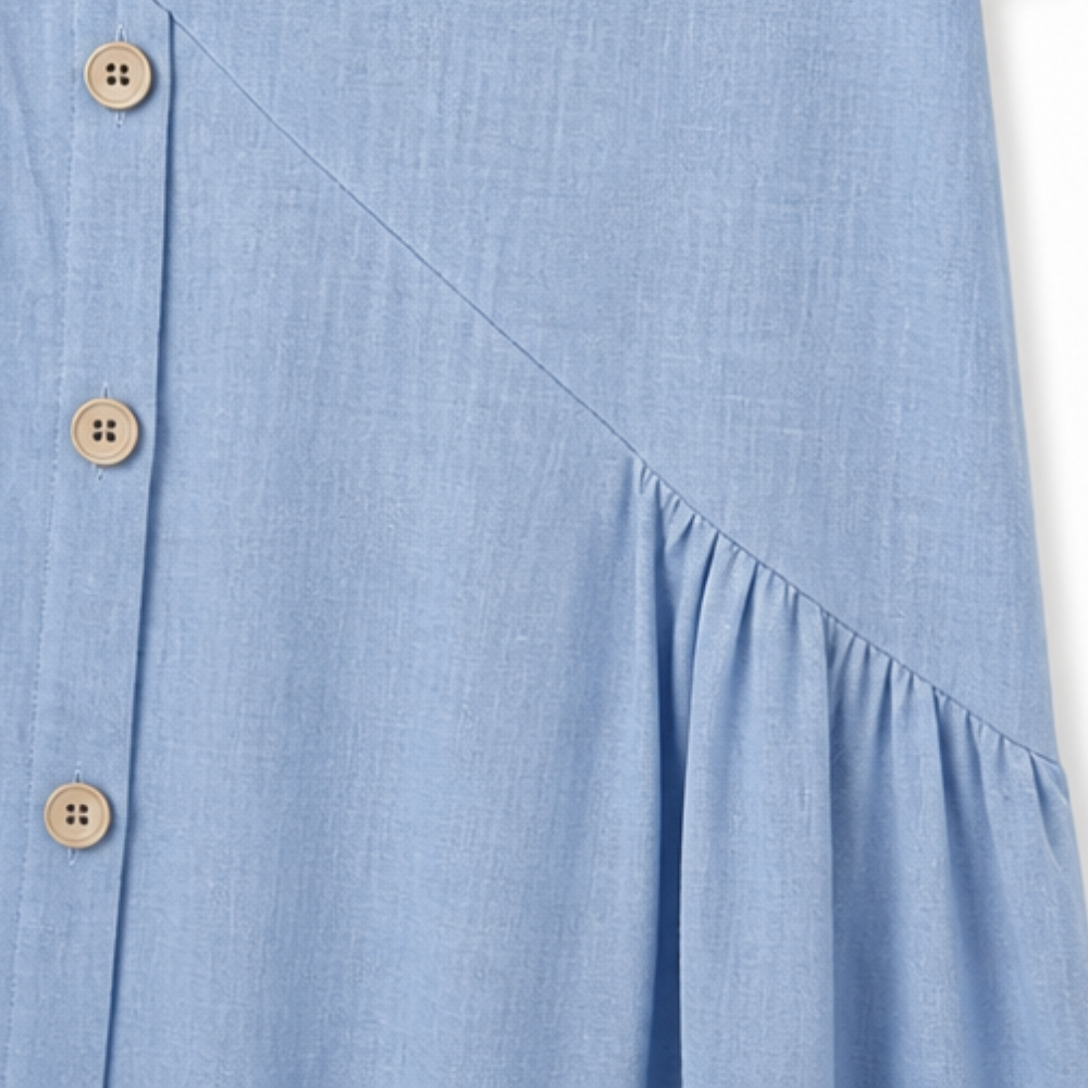 Lea | Women's Asymmetric Button-Front A-Line Midi Dress