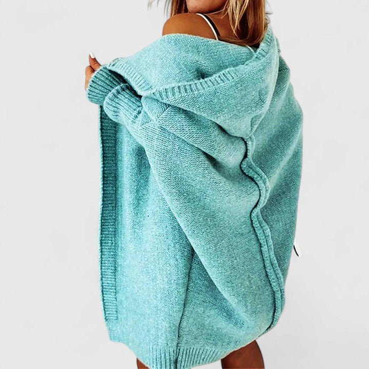 Elowen | Women's Oversized Hooded Knee-Length Cardigan