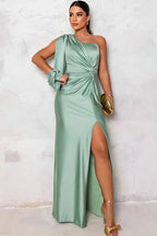 Eefje | Women's One-Shoulder Bodycon Maxi Dress with Side Slit