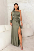 Eefje | Women's One-Shoulder Bodycon Maxi Dress with Side Slit
