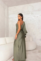 Eefje | Women's One-Shoulder Bodycon Maxi Dress with Side Slit