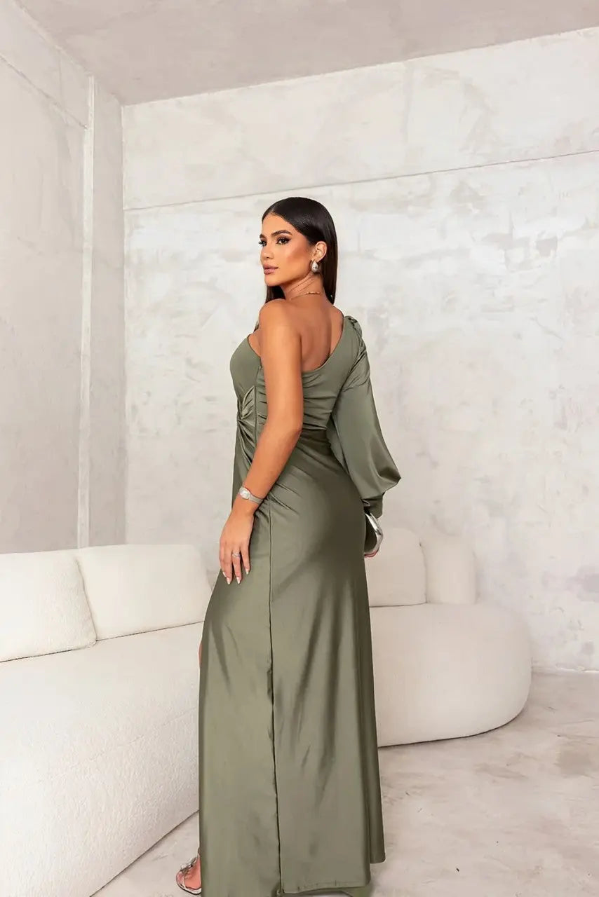 Eefje | Women's One-Shoulder Bodycon Maxi Dress with Side Slit