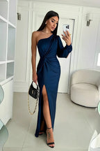 Eefje | Women's One-Shoulder Bodycon Maxi Dress with Side Slit