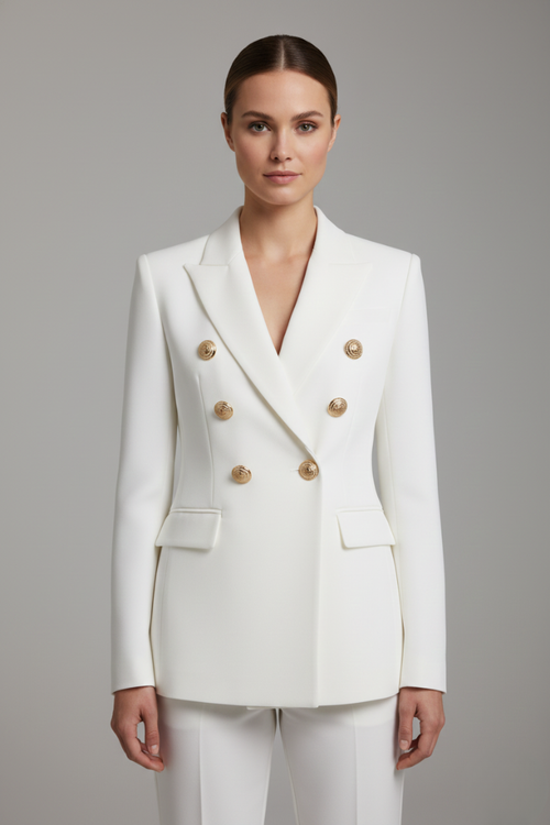 Aurelie | Women's Double-Breasted Tailored Blazer with Notched Lapel