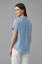 Anastasia | Women's Collared Short Sleeve Blouse with Chest Pocket
