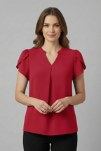 Beverley | Women's V-Neck Short Sleeve Blouse with Relaxed Fit
