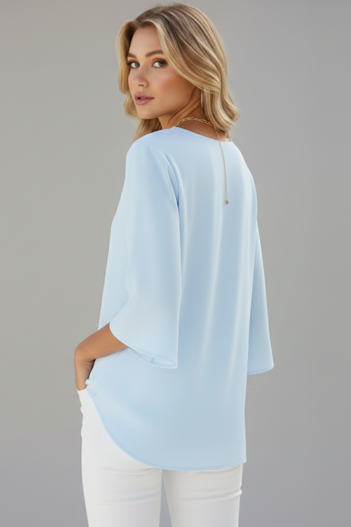 Beverley | Women's V-Neck Short Sleeve Blouse with Relaxed Fit