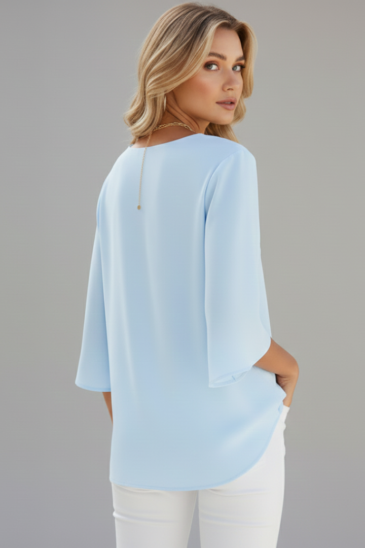 Beverley | Women's V-Neck Short Sleeve Blouse with Relaxed Fit