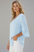 Beverley | Women's V-Neck Short Sleeve Blouse with Relaxed Fit