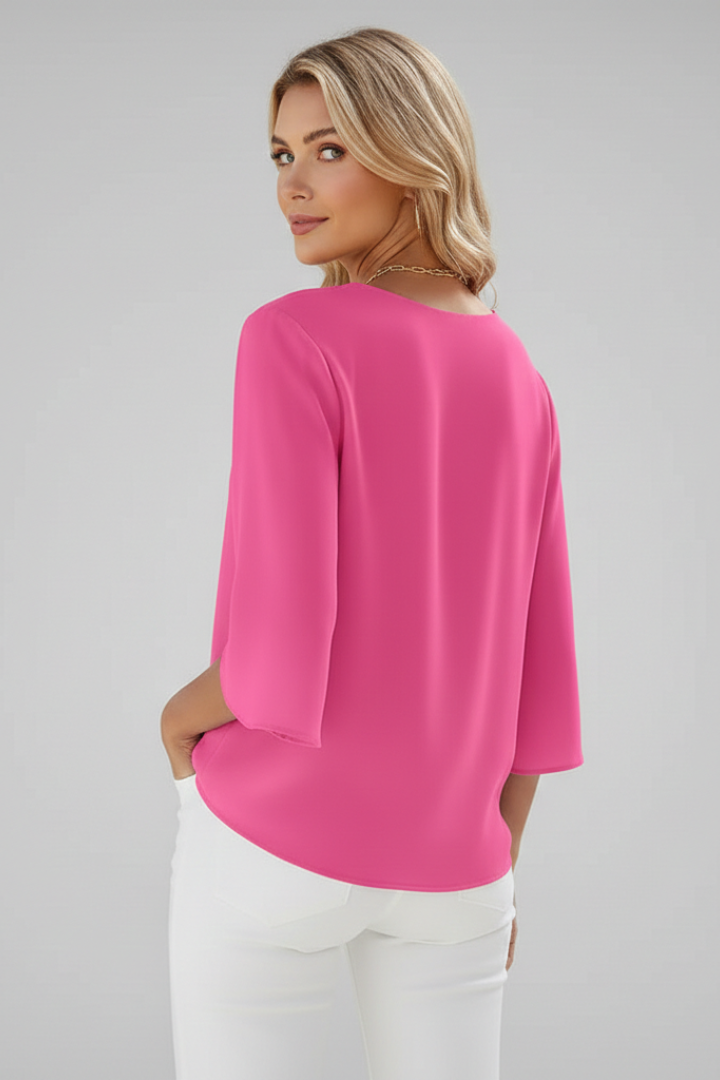 Jocelyn | Women's V-Neck Short Sleeve Blouse