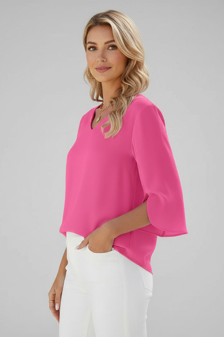 Jocelyn | Women's V-Neck Short Sleeve Blouse