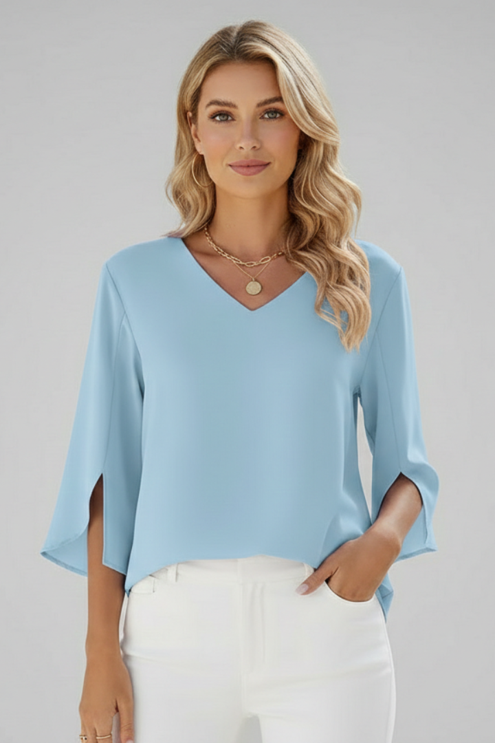 Jocelyn | Women's V-Neck Short Sleeve Blouse
