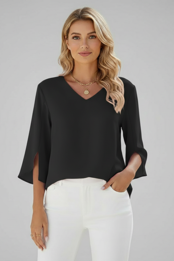 Jocelyn | Women's V-Neck Short Sleeve Blouse