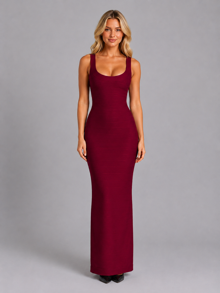 Brooklyn | Women's Scoop Neck Bandage Maxi Dress
