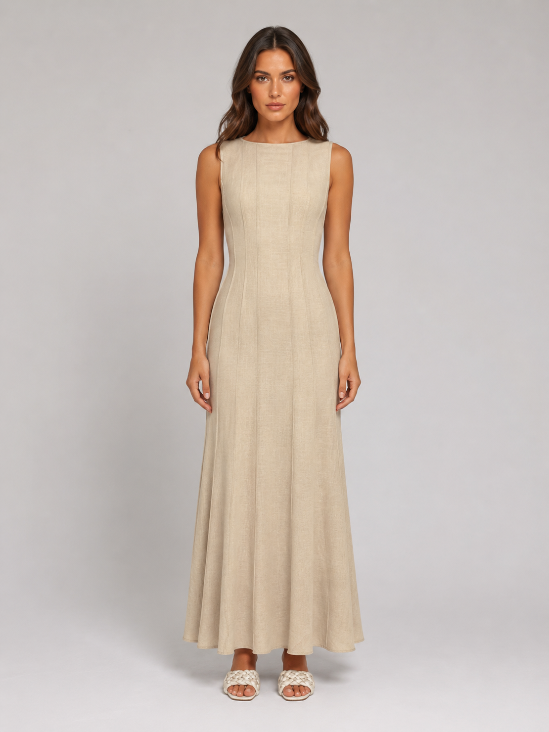 Dirkje | Women's Ruched Sleeveless A-Line Dress