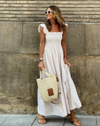 Bettina | Women's Square Neck Ruffle Strap Maxi Dress
