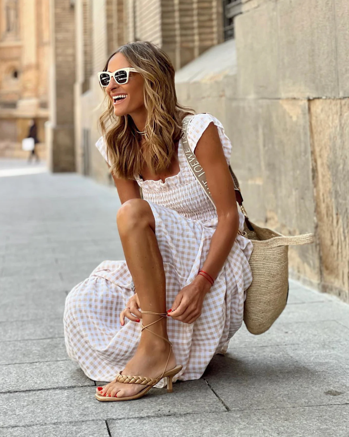 Bettina | Women's Square Neck Ruffle Strap Maxi Dress