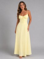 Idelette | Women's Strappy Maxi Dress with Gathered Bust