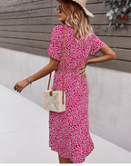 Judith | Women's Floral V-Neck Midi Dress with Belt