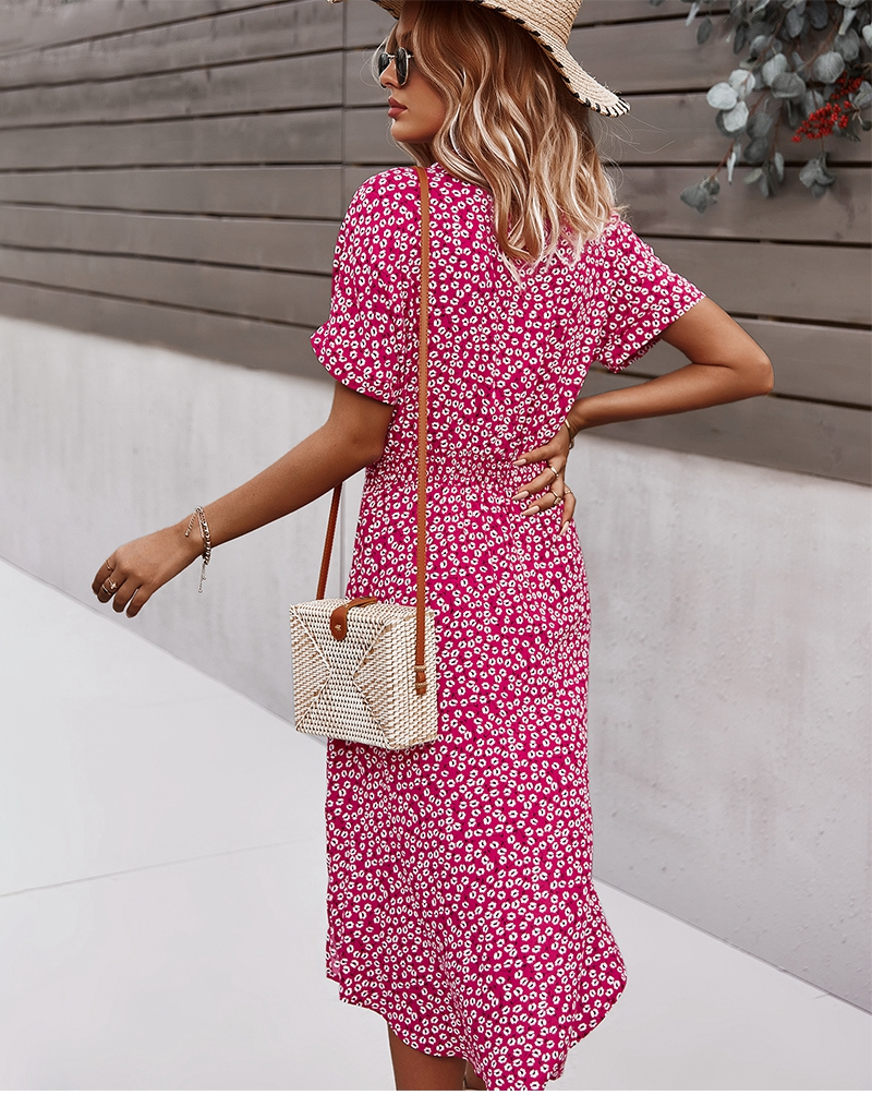 Judith | Women's Floral V-Neck Midi Dress with Belt
