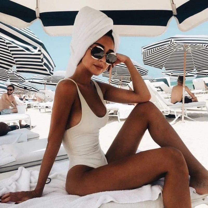 Justine | Women's Scoop Neck Open Back One-Piece Swimsuit