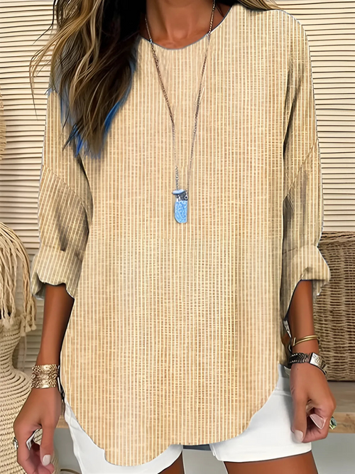 Diana | Women's Striped Round Neck Long Sleeve Blouse